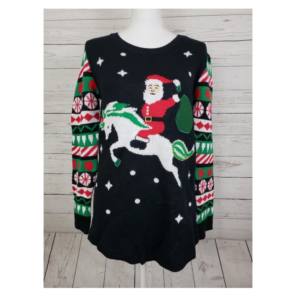 Santa on unicorn Christmas sweater